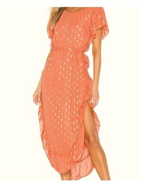 Line and Dot Womens Small Rhea Coral Belted Dress NWT